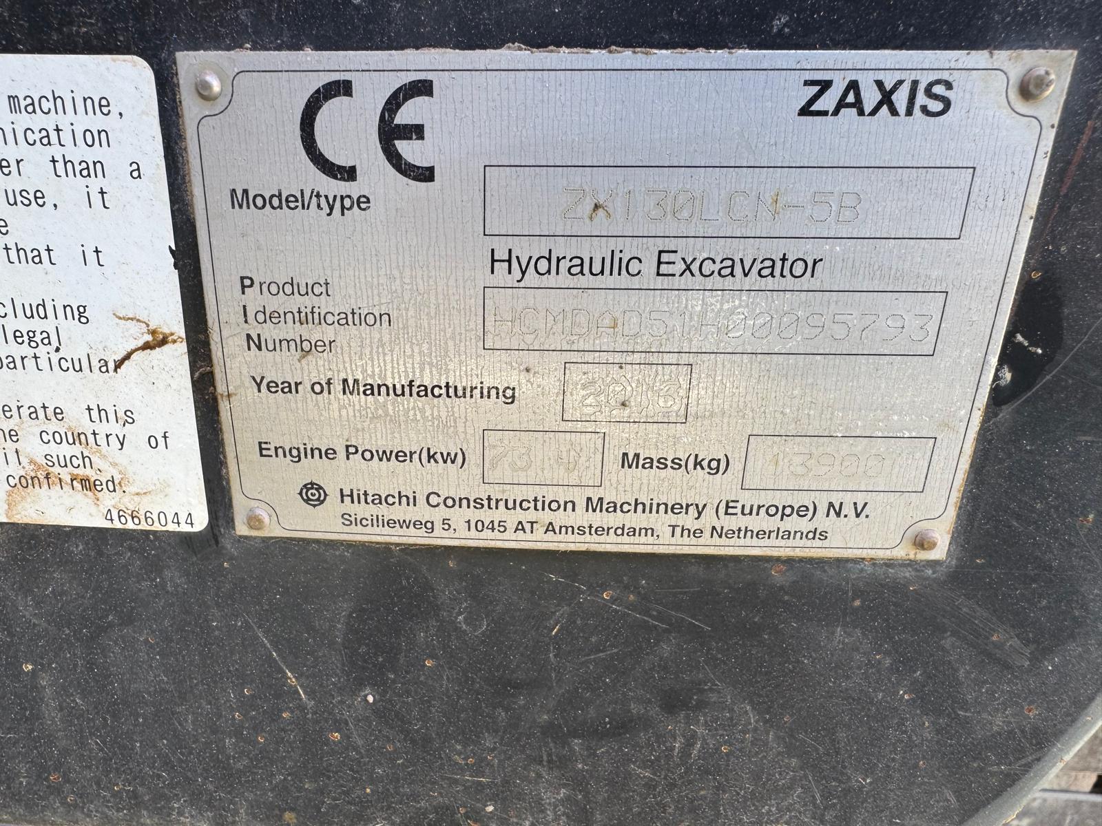 Hitachi ZX130LCN-5B 2016 10268hrs POA - AJ & MJ Plant Sales